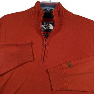 The‎ North Face Quarter Zip Sweater Mens Medium Burnt Orange Cotton Wool Blend